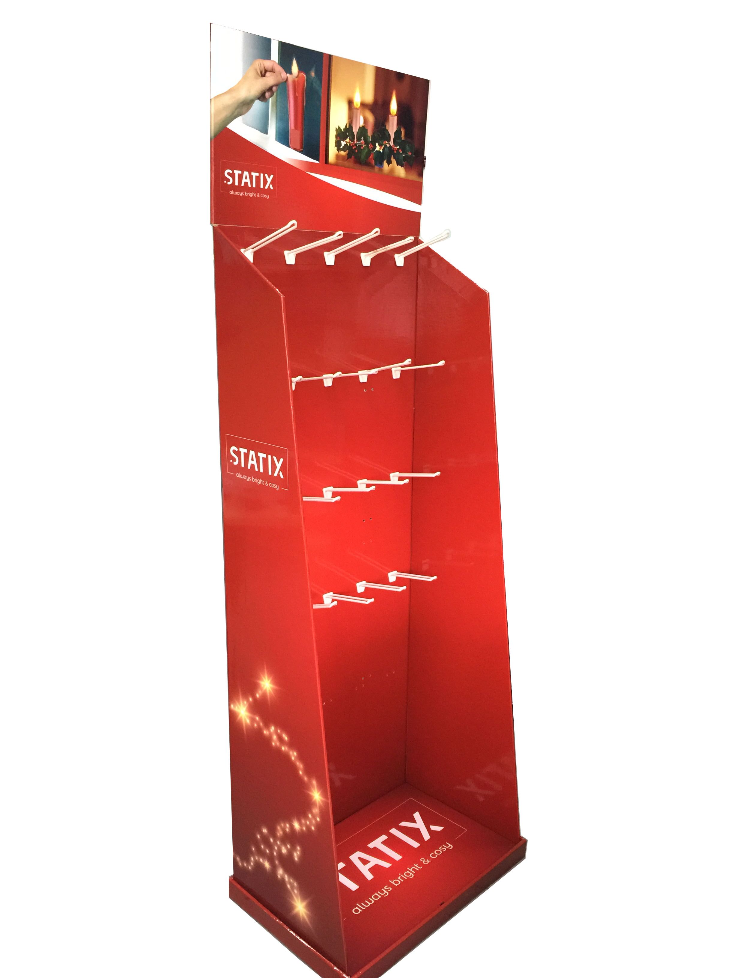 Red Color Cardboard Removable Peg Hooks Display Stand For LED-Cardboard ...